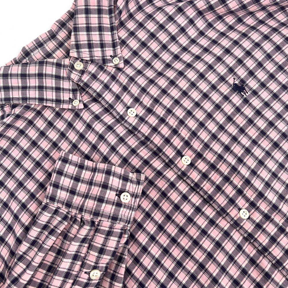 RALPH LAUREN Men's Size L Blake Pink Plaid Long-Sleeve Button-Down Flannel Shirt